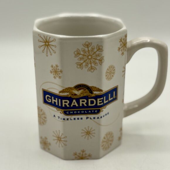Classic Ghirardelli Coffee Mug / Cup Hot Chocolate Octagon-Shaped 10 oz 4" Tall - Picture 2 of 8